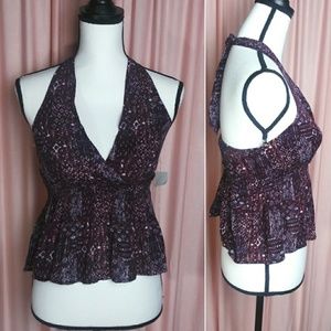Wild Pearl Small Purple/Burgundy Tieable Blouse